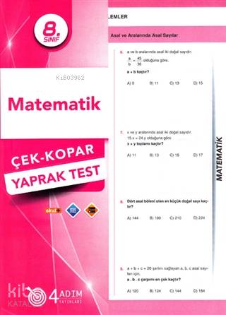 4 Adım - 8. Sınıf Matematik Yaprak Test