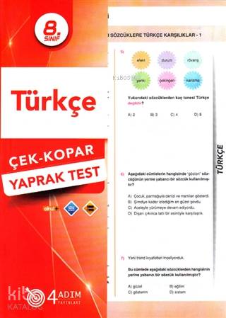 4 Adım - 8. Sınıf Türkçe Yaprak Test