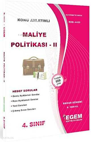 4. Sınıf 8. Yarıyıl Konu Anlatımlı Maliye Politikası 2 | Kolektif | Eg