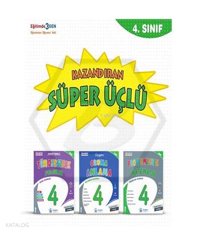 4. Sınıf Süper Üçlü - Kazandıran Kitaplar Seti - (Tüm Derslere Yolculuk - Problemlerle Mat. - Türkçe Okuma Anlama) - 2024