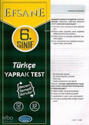 6.Sınıf  Türkçe Çek Kopar Yaprak Test
