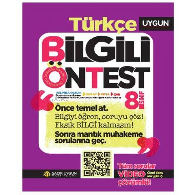 8.Sınıf Bilgili Ön Test Türkçe | Kolektif | Sadık Uygun Yayınları