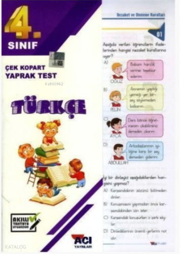 Açı Yayınları 4.Sınıf Türkçe Çek Kopart Yaprak  Test