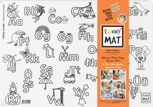 Akademi Çocuk Funny Mat - Alfabe ve Sayılar 2'li Paket 6'lı Keçeli Kalem Beyaz Serisi