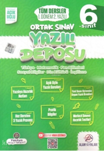 Alan Yayınları 6. Sınıf Tüm Dersler Ortak Sınav 1. Dönem 2. Yazılı