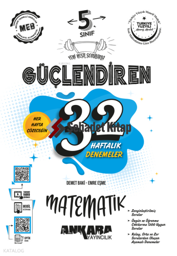 Ankara Yayıncılık 5. Sınıf Güçlendiren 32 Haftalık Matematik Kazanım Denemeleri