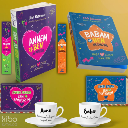 Annem ve Babam Günlüğü Ayraç, Kartpostal, ve 2 Adet Seramik Kahve Finc