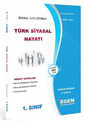 AÖF 1. Sınıf Türk Siyasal Hayatı Bahar Dönemi 2. Yarıyıl Konu Anlatıml