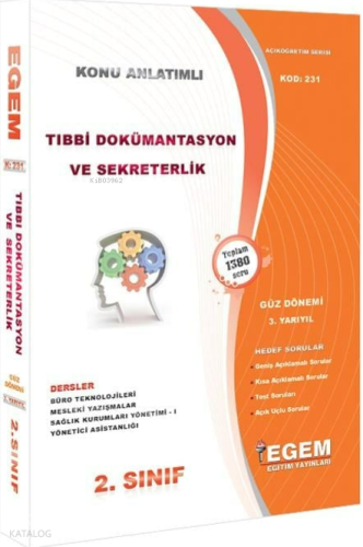 AÖF 2. Sınıf Tıbbi Dokümantasyon Ve Sekreterlik Güz Dönemi 3. Yarıyıl 