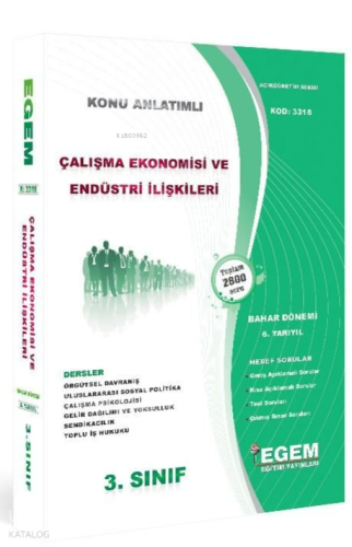 AÖF 3. Sınıf Çalışma Ekonomisi Ve Endüstri İliş. Bahar Dönemi 6. Yarıy