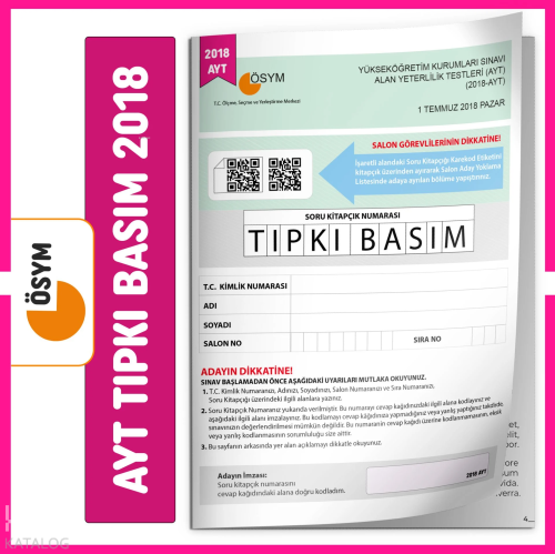 AYT 2018 ÖSYM Tıpkı Basım Türkiye Geneli Dijital Çözümlü Çıkmış Soru K