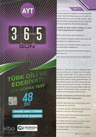 AYT 365 Gün Türk Dili ve Edebiyatı 48 Yaprak Test