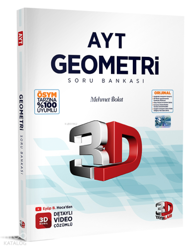 AYT 3D Geometri Soru Bankası | Mehmet Bolat | 3D Yayınları (Hazırlık)
