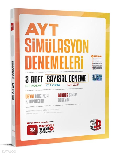 AYT 3D Sayısal 3'lü Simülasyon Deneme | Kolektif | 3D Yayınları (Hazır