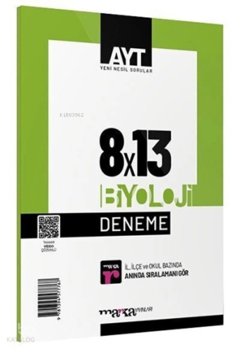 AYT Biyoloji 8x13 Deneme Tamamı Video Çözümlü Marka Yayınları