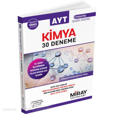 AYT Kimya 1.Dönem Pratik Konu Özetli 30 Den.2020 | Kolektif | Miray Ya