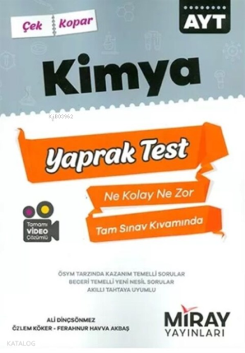AYT Kimya Yaprak Testler | Ali Dinçsönmez | Miray Yayınları