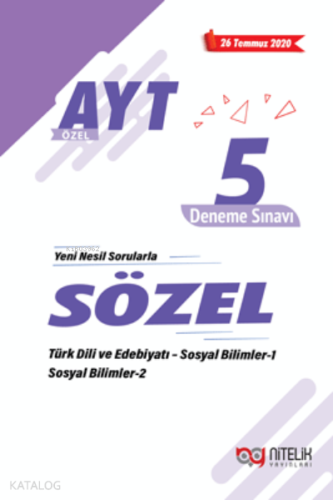 AYT Özel Sözel 5 Deneme Sınavı | Kolektif | Nitelik Yayınları