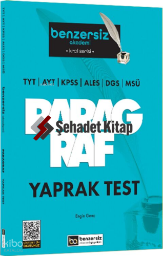 Benzersiz Akademi Yayınları TYT AYT KPSS ALES DGS MSÜ Kral Serisi Benzersiz Paragraf Yaprak Test