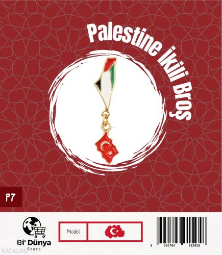 Bi Dünya Store Palestine İkili Broş - Türkiye (P7)
