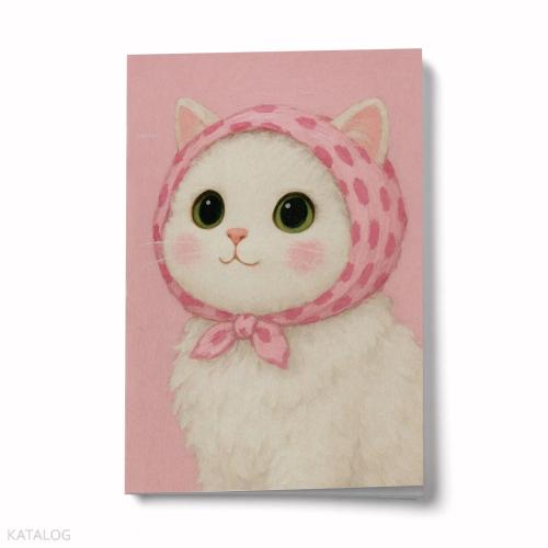 Bi Dünya Store Pamuk Hanım Kedili A6 Çizgili Mini Defter Not Defteri