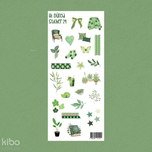 Bi Dünya Store Yeşil Renkli Sticker Seti (M029)