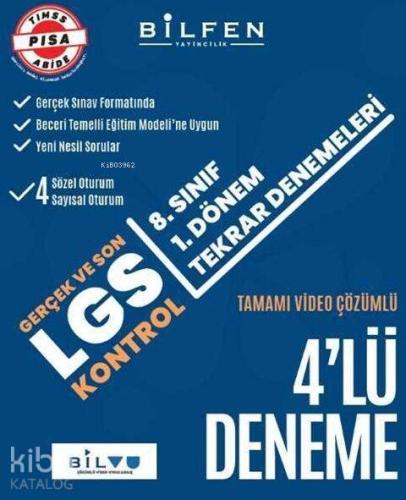 Bilfen Yayınları 8. Sınıf 1. Dönem LGS Gerçek ve Son Kontrol Tekrar 4 