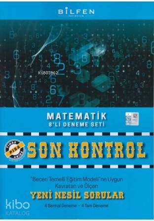 Bilfen Yayınları 8. Sınıf LGS Matematik Son Kontrol 8 li Deneme Seti B