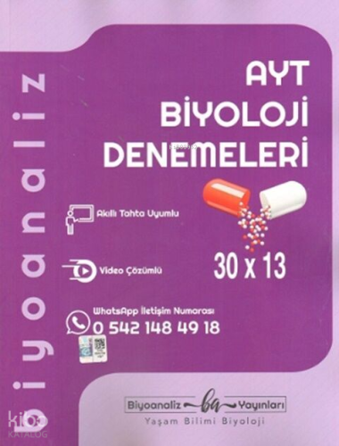 Biyoanaliz Yayınları AYT Biyoloji 30 x 13 Denemeleri | Kolektif | Biyo