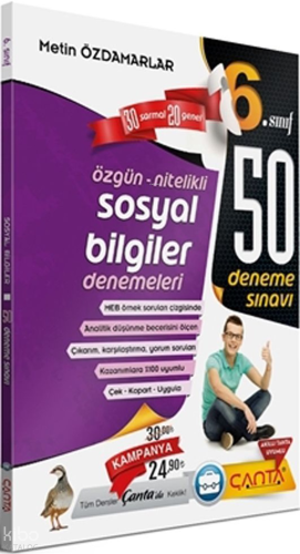 Çanta Yayınları 6. Sınıf Sosyal Bilgiler 50 Deneme Sınavı | Metin Özda