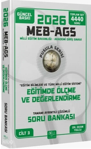 CBA Yayınları 2026 MEB-AGS Eğitim Bilimleri Eğitimde Ölçme ve Değerlendirme Soru Bankası Çözümlü Pusula Serisi