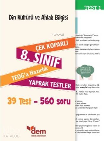 Din Kültürü ve Ahlak Bilgisi 8. Sınıf Teog'a Hazırlık Yaprak Testler; 