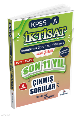 Dizgi Kitap 2026 KPSS A İktisat Konularına Göre Tasnif Edilmiş Son 11 Yıl Tamamı Çözümlü Orijinal Çıkmış Sorular (2016-2025)