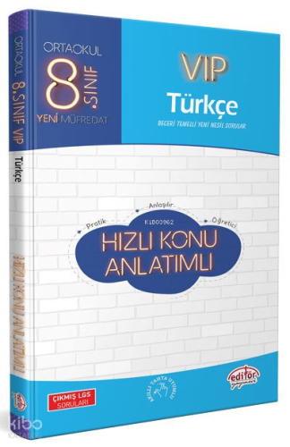 Editör 8.Sınıf Vıp Türkçe Hızlı Konu Anlatımlı | Kolektif | Editör Yay