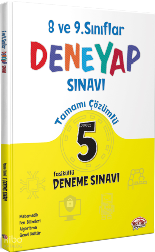 Editör Yayınları 8-9. Sınıf Deneyap Tamamı Çözümlü 5 Deneme Sınavı | K