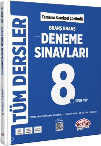 Editör Yayınları 8. Sınıf Tüm Dersler Branş Branş Tamamı Çözümlü Denem