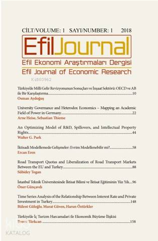 Efil Ekonomi Araştırmaları Dergisi Cilt: 1 Sayı 1, 2018