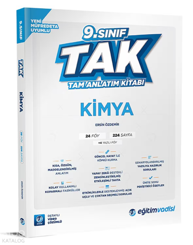 Eğitim Vadisi 2025 9. Sınıf Kimya Tak Tam İzleme Kitabı | Kolektif | E