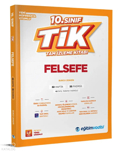 Eğitim Vadisi Yayınları 10. Sınıf Felsefe Tik Tam İzleme Kitabı
