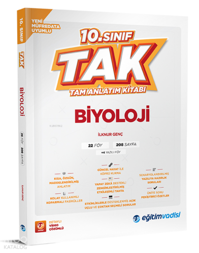 Eğitim Vadisi Yayınları 10. Sınıf Tam Anlatım Kitabı Biyoloji | İlknur