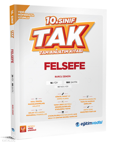 Eğitim Vadisi Yayınları 10. Sınıf Tam Anlatım Kitabı Felsefe