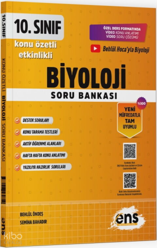 ENS 10. Sınıf Biyoloji Etkinlikli Soru Bankası | Behlül Öndeş | Ens Ya