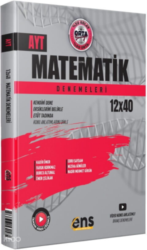 ENS Yayınları AYT Matematik 12 x 40 Denemeleri | Kolektif | Ens Yayınl