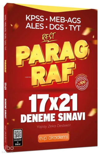 EVP Akademi KPSS MEB-AGS ALES DGS TYT Paragraf REST 17x21 Deneme Çözümlü EVP Akademi