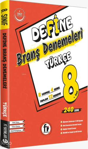 Fi Yayınları 8. Sınıf LGS Define Türkçe Branş Denemeleri | Kolektif | 