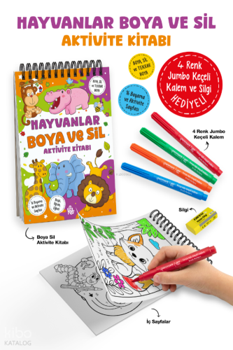 Hayvanlar – Boya ve Sil Aktivite Kitabı | Kolektif | Bigkids Yayınları