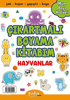 Hayvanlar Boyama Kitabı - Çıkartmalı (Mum Boya Hediyeli) | Kolektif | 