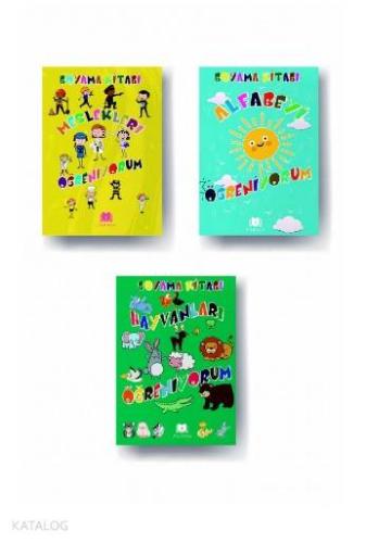 Hayvanları Öğreniyorum-Meslekleri Öğreniyorum-Alfabeyi Öğreniyorum 3 lü Boyama Kitabı Seti