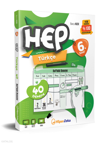 Hiper Zeka 6. Sınıf Hep Türkçe Haftalık Deneme Föyleri | Burcu Hızır |