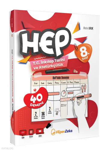 Hiper Zeka Yayınları 8. Sınıf Haftalık HEP T.C. İnkılap Tarihi ve Atatürkçülük 40 Deneme